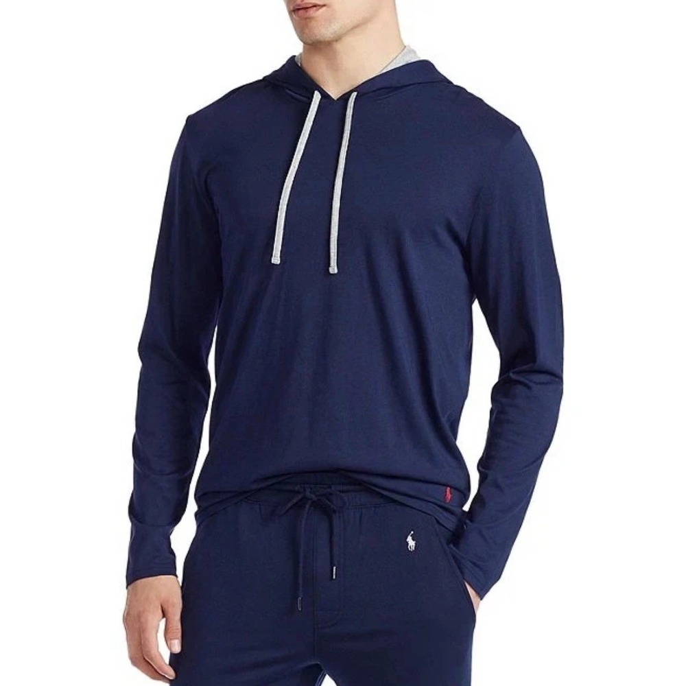POLO RALPH LAUREN New LARGE Supreme Comfort Hoodie Mens Cotton Blend Navy Lounge